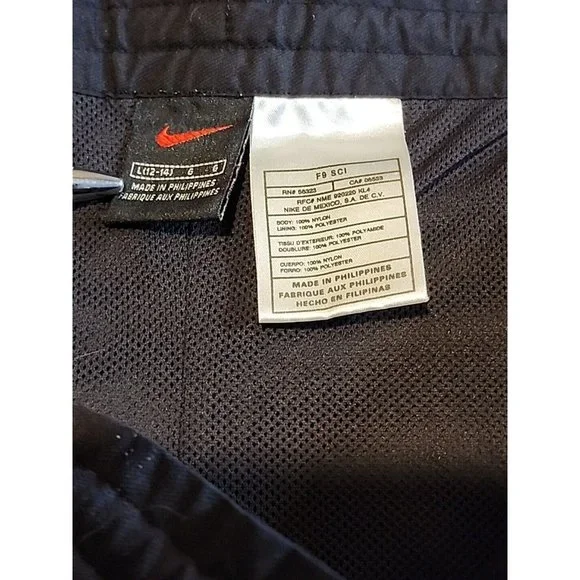 Nike Cargo Pants Mens L Mesh Lined Black Tag Red Swoosh Blue Swoosh Leg Y2k Vntg